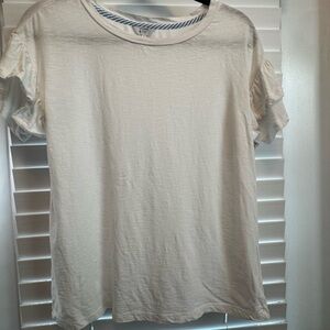 White Ruffle Sleeve T-Shirt